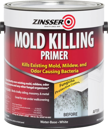 Zinsser 276049 Mold Killing Primer, Flat, White, 1 gal Can, Pack of 2