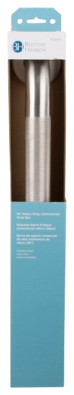 Boston Harbor SG01-01&0418 Grab Bar, 18 in L Bar, Stainless Steel, Wall Mounted Mounting