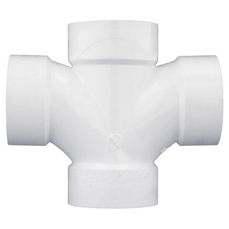 Charlotte Pipe Schedule 40 3 in. Hub X 3 in. D Hub PVC Double Sanitary Tee 1 pk