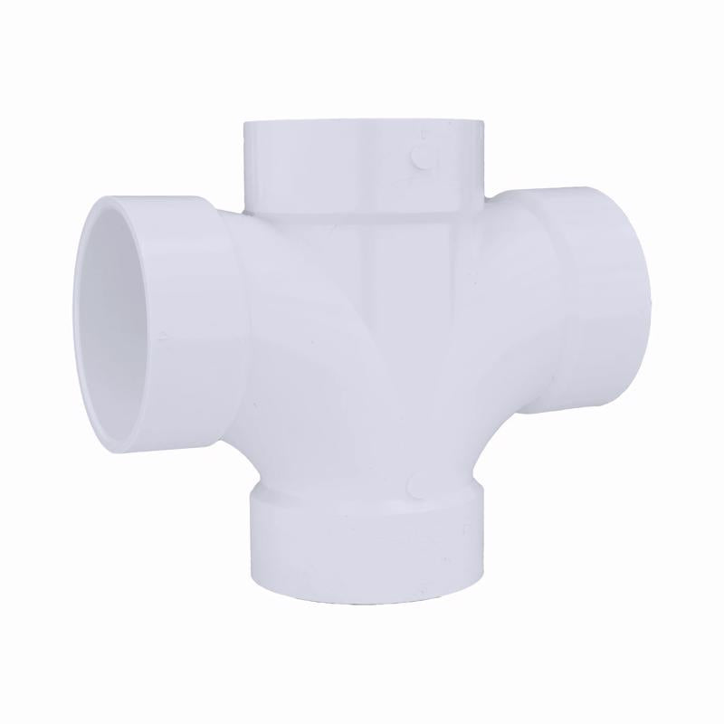 Charlotte Pipe Schedule 40 4 in. Hub X 4 in. D Hub PVC Double Sanitary Tee 1 pk