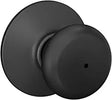 Schlage F Series F40 V PLY 622 Privacy Lockset, Round Design, Knob Handle, Matte Black, Metal, Interior Locking