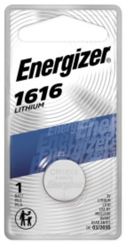 Energizer ECR1616BP Coin Cell Battery, 3 V Battery, 60 mAh, Lithium, Manganese Dioxide