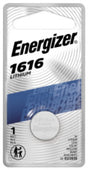 Energizer ECR1616BP Coin Cell Battery, 3 V Battery, 60 mAh, Lithium, Manganese Dioxide