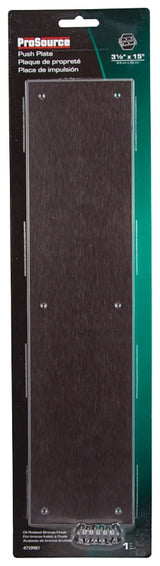 ProSource 32238ORB-PS Push Plate, Aluminum, Oil-Rubbed Bronze, 15 in L, 3-1/2 in W, 0.8 mm Thick