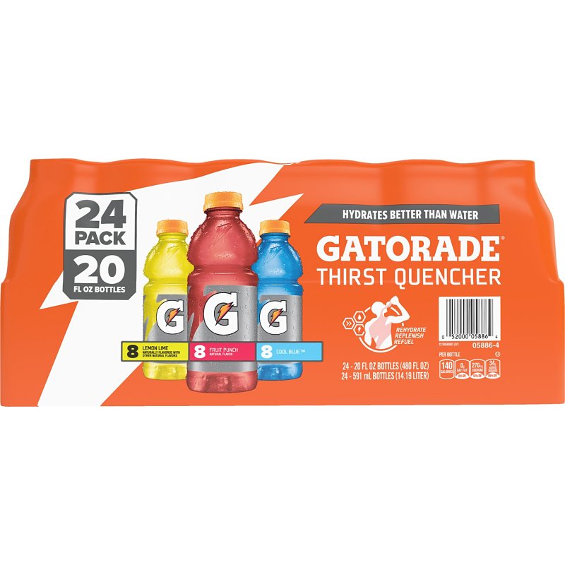 Gatorade 20781 Thirst Quencher Sports Drink, Liquid, Fruit Punch, Lemon, Orange Flavor, 20 oz Bottle, Pack of 24