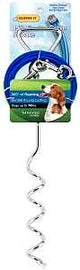 Ruffin'It 29515 Corkscrew Stake and Cable Tie-Out, Swivel Snap End, 15 ft, Steel, Blue, For: Dogs up to 70 lb