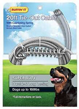 Ruffin'It 29620 Cable Tie-Out, Super-Duty, Swivel Snap End, 20 ft, Steel, Clear, For: Dogs up to 150 lb
