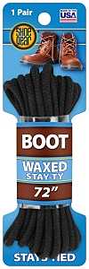 Shoe Gear 1N311-32 Boot Lace, Round, Black, 72 in L