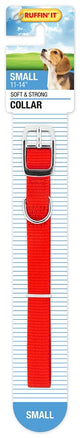 Ruffin'It 31414 Dog Collar, S, 14 in L, 5/8 in W, Nylon, Black/Blue/Red
