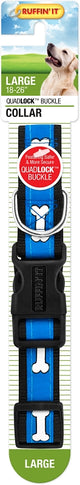 Ruffin'It 39943 Adjustable Dog Collar, 18 to 26 in L, 1 in W, Jacquard/Nylon