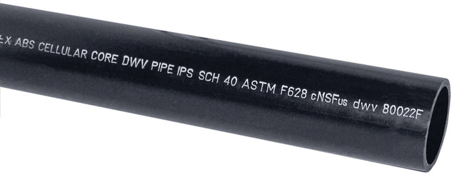 JM Eagle 27375 Pipe, 2 in, 10 ft L, DWV, Solvent Weld, SCH 40 Schedule, ABS/Foam, Black