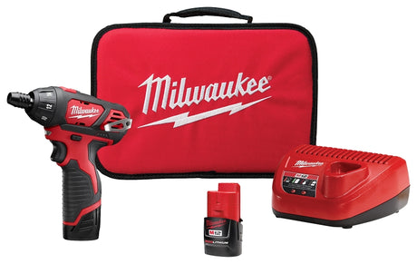 Milwaukee M12 2401-22 Screwdriver Kit, Battery Included, 12 V, 1.5 Ah, 1/4 in Chuck, Hex Quick Change Chuck