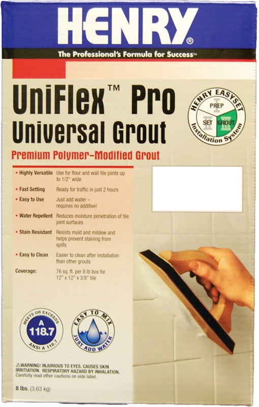 Henry UniFlex Pro 13096 Polymer Modified Grout, White, 8 lb Box, Pack of 4