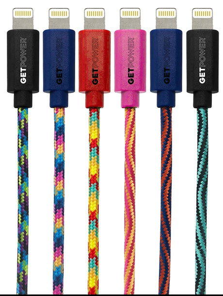 GetPower GP-XL-BRD-L USB Cable, Nylon Sheath, Assorted Sheath, 10 ft L