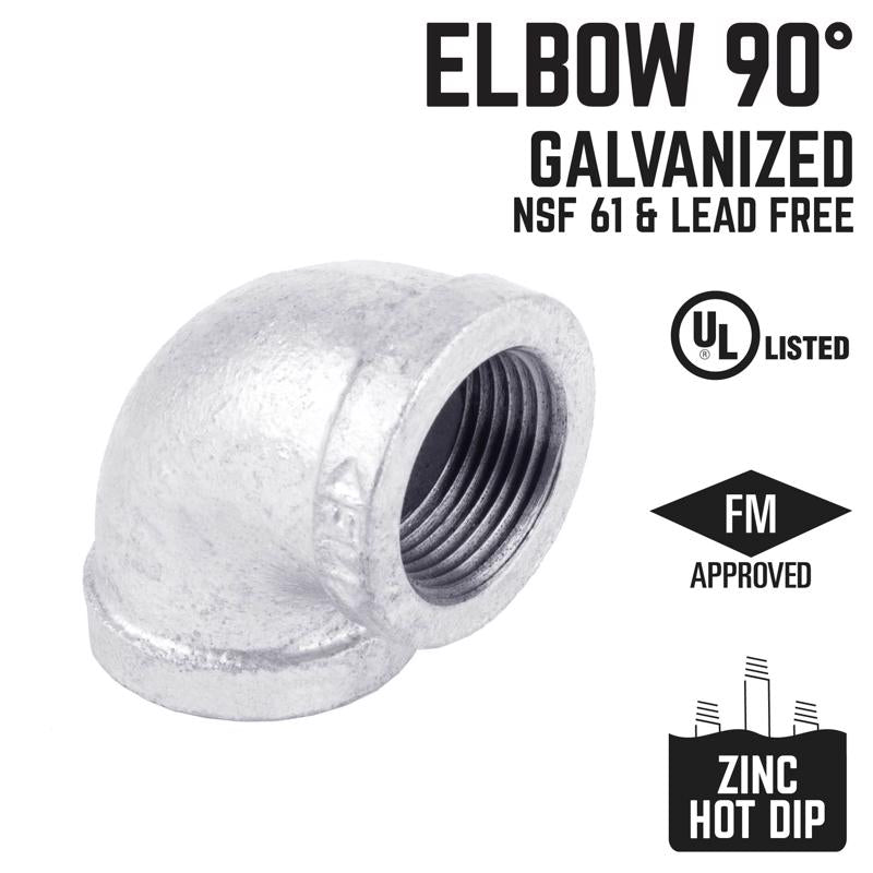 STZ Industries 3/4 in. FIP each X 3/4 in. D FIP Galvanized Malleable Iron 90 Degree Elbow, Pack of 5