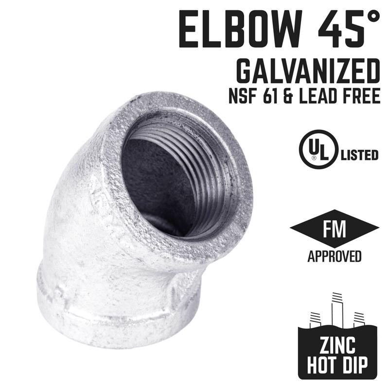 STZ Industries 3/4 in. FIP each X 3/4 in. D FIP Galvanized Malleable Iron 45 Degree Elbow, Pack of 5