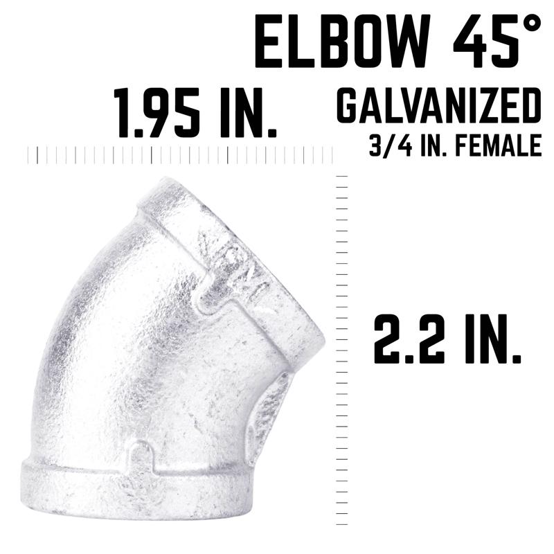 STZ Industries 3/4 in. FIP each X 3/4 in. D FIP Galvanized Malleable Iron 45 Degree Elbow, Pack of 5