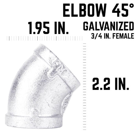 STZ Industries 3/4 in. FIP each X 3/4 in. D FIP Galvanized Malleable Iron 45 Degree Elbow, Pack of 5