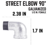 STZ Industries 1/2 in. FIP each X 1/2 in. D MIP Galvanized Malleable Iron 90 Degree Street Elbow, Pack of 5