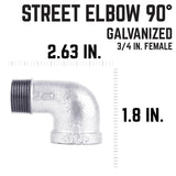 STZ Industries 3/4 in. FIP each X 3/4 in. D MIP Galvanized Malleable Iron 90 Degree Street Elbow, Pack of 5