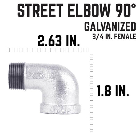 STZ Industries 3/4 in. FIP each X 3/4 in. D MIP Galvanized Malleable Iron 90 Degree Street Elbow, Pack of 5