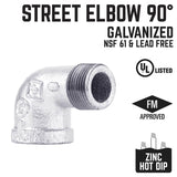 STZ Industries 1 in. FIP each X 1 in. D MIP Galvanized Malleable Iron 90 Degree Street Elbow, Pack of 5