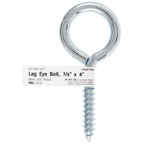 Hampton 3/8 in. X 4 in. L Zinc-Plated Steel Lag Thread Eyebolt, Pack of 10