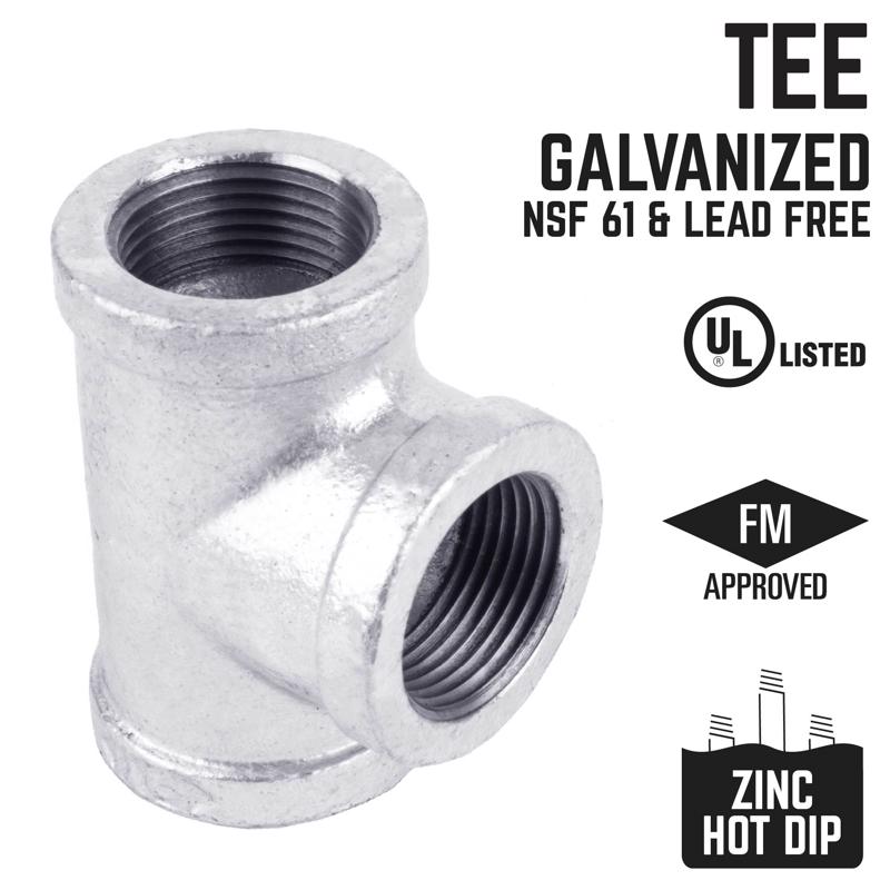 STZ Industries 3/4 in. FIP each X 3/4 in. D FIP 3/4 in. D FIP Galvanized Malleable Iron Tee, Pack of 5