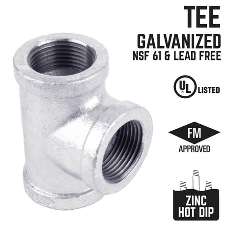 STZ Industries 1 in. FIP each X 1 in. D FIP 1 in. D FIP Galvanized Malleable Iron Tee, Pack of 5