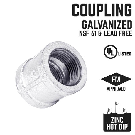 STZ Industries 1/2 in. FIP each X 1/2 in. D FIP Galvanized Malleable Iron Coupling, Pack of 5