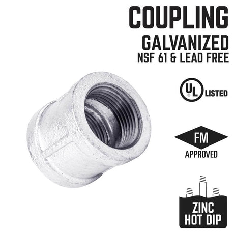 STZ Industries 3/4 in. FIP each X 3/4 in. D FIP Galvanized Malleable Iron Coupling, Pack of 5