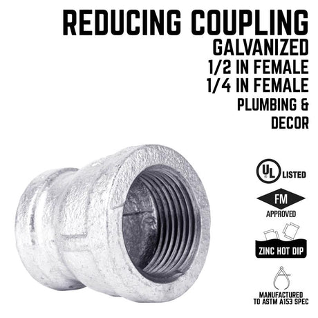 STZ Industries 1/2 in. FIP each X 1/4 in. D FIP Galvanized Malleable Iron Reducing Coupling