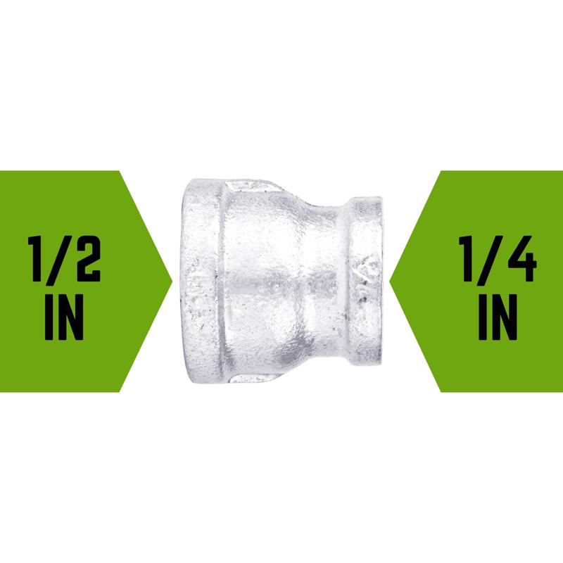 STZ Industries 1/2 in. FIP each X 1/4 in. D FIP Galvanized Malleable Iron Reducing Coupling