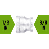 STZ Industries 1/2 in. FIP each X 3/8 in. D FIP Galvanized Malleable Iron Reducing Coupling, Pack of 5