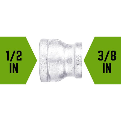 STZ Industries 1/2 in. FIP each X 3/8 in. D FIP Galvanized Malleable Iron Reducing Coupling, Pack of 5