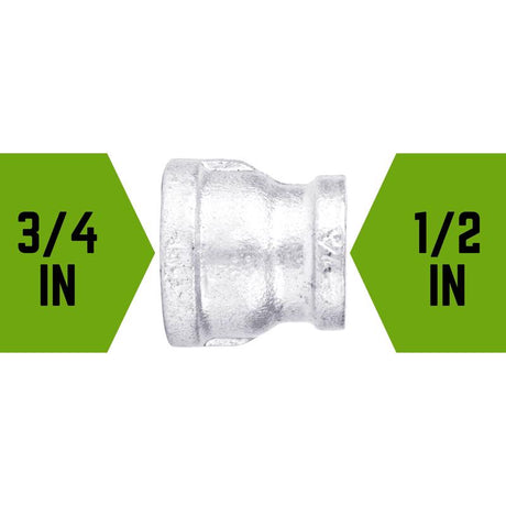 STZ Industries 3/4 in. FIP each X 1/2 in. D FIP Galvanized Malleable Iron Reducing Coupling, Pack of 5