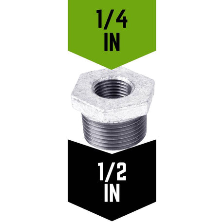 STZ Industries 1/2 in. MIP each X 1/4 in. D FIP Galvanized Malleable Iron Hex Bushing, Pack of 5