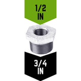 STZ Industries 3/4 in. MIP each X 1/2 in. D FIP Galvanized Malleable Iron Hex Bushing, Pack of 5