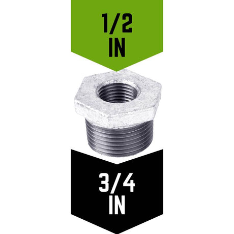 STZ Industries 3/4 in. MIP each X 1/2 in. D FIP Galvanized Malleable Iron Hex Bushing, Pack of 5