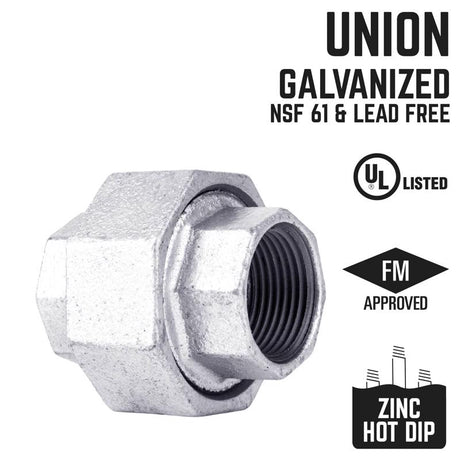 STZ Industries 1/2 in. FIP each X 1/2 in. D FIP Galvanized Malleable Iron Union, Pack of 5