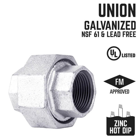 STZ Industries 3/4 in. FIP each X 3/4 in. D FIP Galvanized Malleable Iron Union, Pack of 5