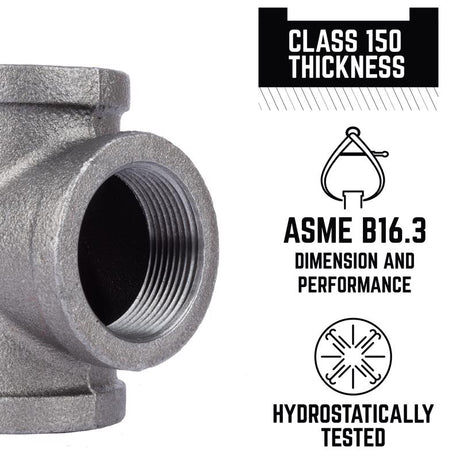 STZ Industries 1/2 in. FIP each X 1/2 in. D FIP 1/2 in. D FIP Black Malleable Iron Tee, Pack of 5