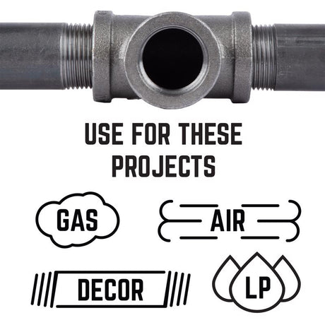 STZ Industries 1/2 in. FIP each X 1/2 in. D FIP 1/2 in. D FIP Black Malleable Iron Tee, Pack of 5