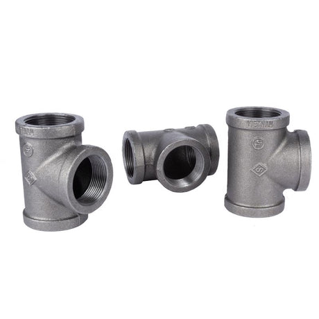 STZ Industries 1/2 in. FIP each X 1/2 in. D FIP 1/2 in. D FIP Black Malleable Iron Tee, Pack of 5