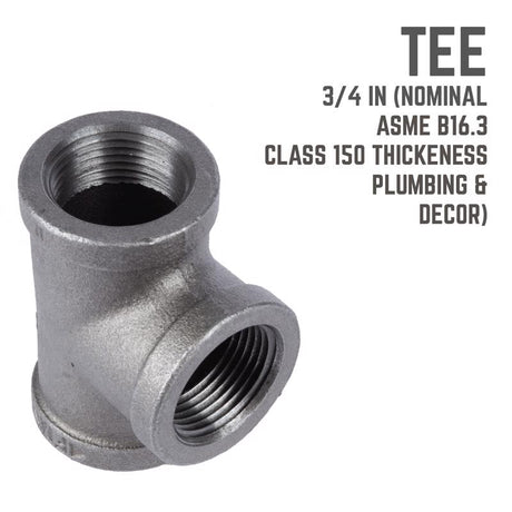 STZ Industries 3/4 in. FIP each X 3/4 in. D FIP 3/4 in. D FIP Black Malleable Iron Tee, Pack of 5