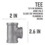 STZ Industries 3/4 in. FIP each X 3/4 in. D FIP 3/4 in. D FIP Black Malleable Iron Tee, Pack of 5