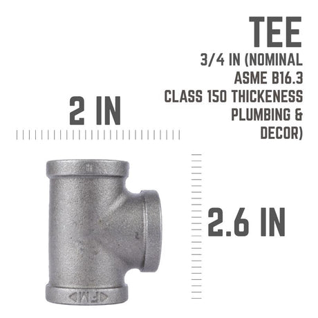 STZ Industries 3/4 in. FIP each X 3/4 in. D FIP 3/4 in. D FIP Black Malleable Iron Tee, Pack of 5