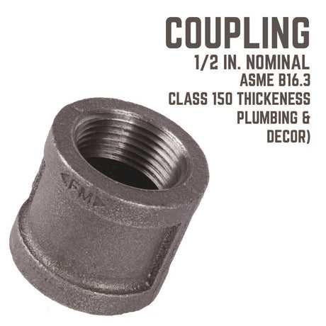 STZ Industries 1/2 in. FIP each X 1/2 in. D FIP Black Malleable Iron Coupling, Pack of 5