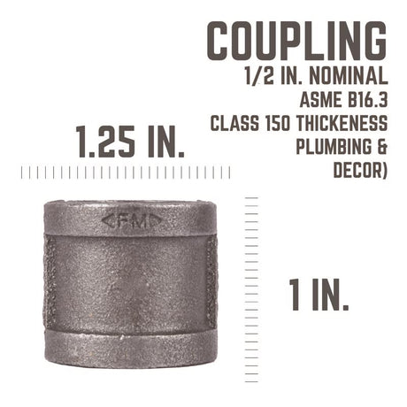 STZ Industries 1/2 in. FIP each X 1/2 in. D FIP Black Malleable Iron Coupling, Pack of 5
