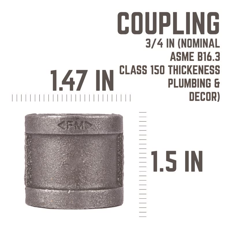 STZ Industries 3/4 in. FIP each X 3/4 in. D FIP Black Malleable Iron Coupling, Pack of 5